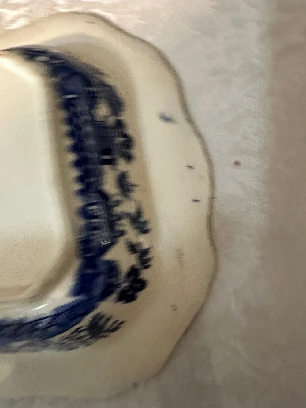 Antique Allertons England Blue Willow Scalloped Vegetable Serving Bowl